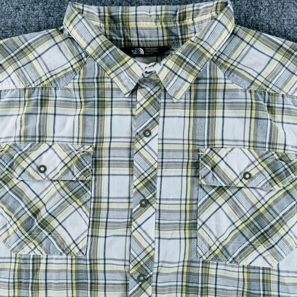 The North Face Mens XXL Plaid Short Sleeve Button Up Shirt NF00CP7X Green White